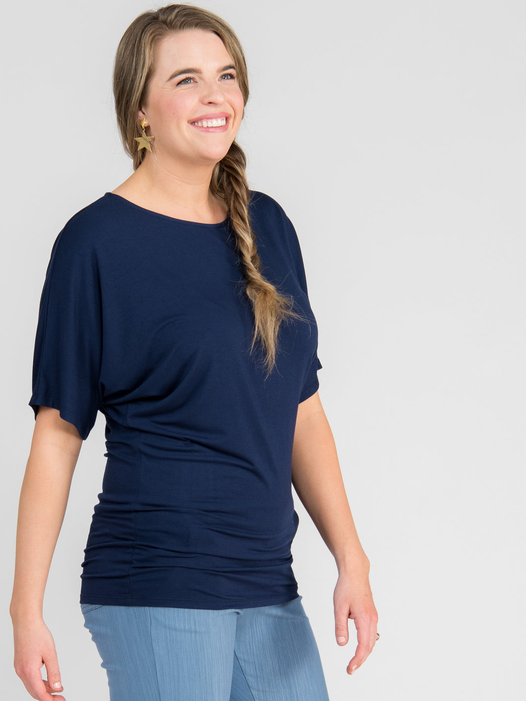 Dolman Tunic Short Sleeve Navy