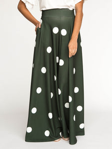 Ball Skirt Green with White Dots